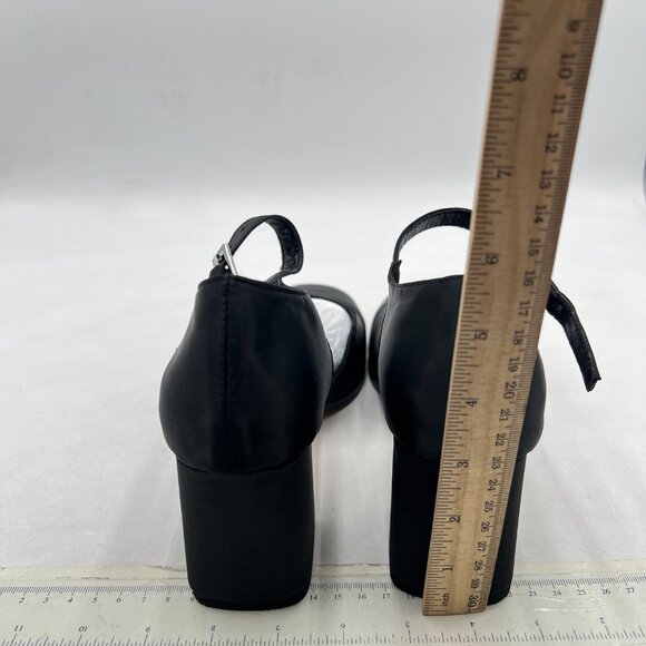 miss left Black Satin Square Toe Adjustable Ankle Buckle D'Orsay Pumps - Picture 5 of 8